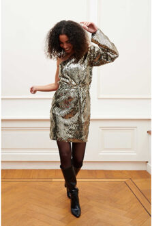 Dress lotta goudkleurig - maat L Geel