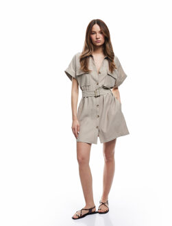 DRESSES Koton Short Sleeve Shirt Dress Camel