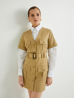 DRESSES V Neck Buttoned Dress Bruin