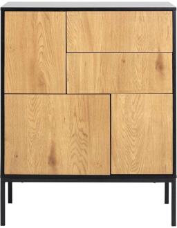 Dressoir Avola - Zwart/eiken - 103x80x40 Cm - Metaal/MDF - Zwart#Bruin