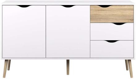 Dressoir Delta 5-vaks - Wit - 81,7x147,1x39 Cm - MDF - Bruin#Wit