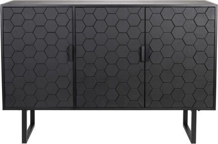 Dressoir 'Derrius' Dennenhout, 135cm, kleu zwart