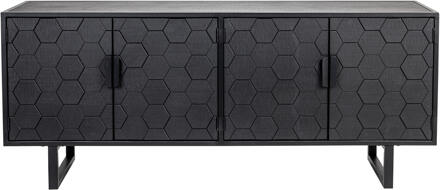 Dressoir 'Derrius' Dennenhout, 140cm, kleur zwart - 140 cm