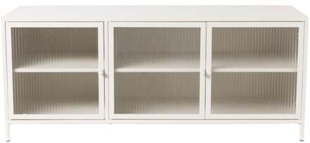 Dressoir Luca met geribbeld glazen deurtjes - offwhite - 50x120x42 cm