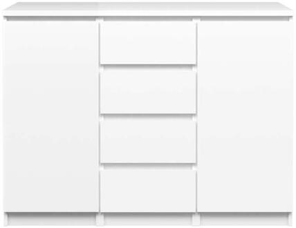 Dressoir Naia - Hoogglans - 90,7x120,6x50 Cm - MDF - Wit - 120.6x90.7x50 Cm