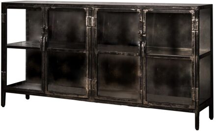 Dressoir Rift metal 4 deuren 180 cm breed Zwart,Grijs
