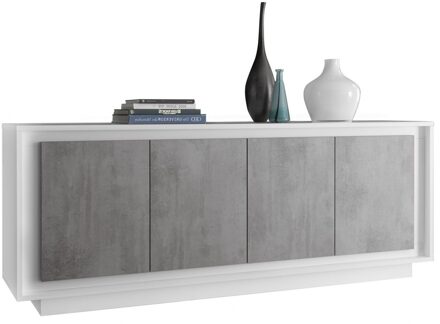 Dressoir SKY 207 cm breed - Wit met Grijs beton Grijs,Wit,Grijs beton