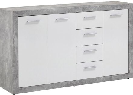 Dressoir Turbo 152 cm breed grijs beton met wit Wit,Grijs,Beton grijs