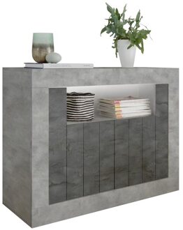 Dressoir Urbino 110 cm breed in grijs beton met oxid Grijs,Grijs beton,Oxid (Oxide)