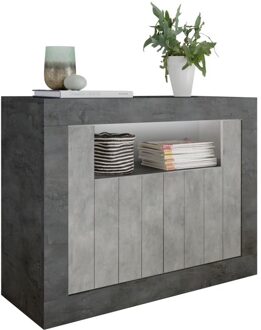 Dressoir Urbino 110 cm breed in Oxid met grijs beton Grijs,Grijs beton,Oxid (Oxide)