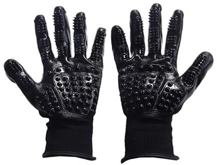 DRESSPET Pet Dog Grooming Handschoen 1 Paar Haar Borstel Borstel Bad Massage Rubber Deshedding Handschoen zwart