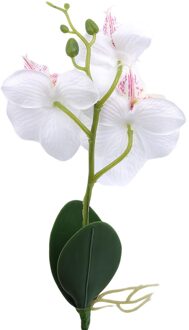Drie Bloemen Vlinder Orchidee Kunstmatige Bloempot Planten Plastic Bloem Tak Phalaenopsis Familie Tafel Kantoor Decoratie wit