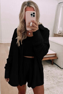 Drie-delige Loungewear Set Zwart