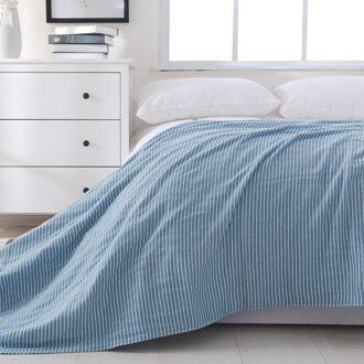 Drie Lagen Gaas Puur Katoen Streep Handdoek Deken Duurzaam Comfortabel Voor Volwassenen Kids Paar Airconditioning Sprei Beddengoed blauw streep / 150x200cm