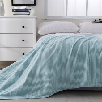 Drie Lagen Gaas Puur Katoen Streep Handdoek Deken Duurzaam Comfortabel Voor Volwassenen Kids Paar Airconditioning Sprei Beddengoed licht groen streep / 150x200cm