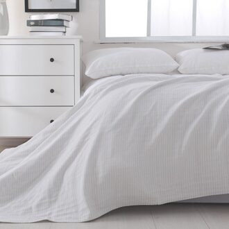 Drie Lagen Gaas Puur Katoen Streep Handdoek Deken Duurzaam Comfortabel Voor Volwassenen Kids Paar Airconditioning Sprei Beddengoed wit streep / 150x200cm