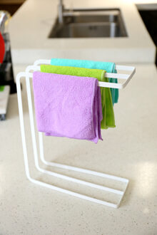 Drie Lagen Iron Art Handdoek Houder Land Type Air Drogen Afwerking Rack Doek Hanger Praktische Desktop Badkamer Organizer wit