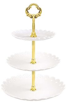Drie-Layer Afternoon Tea Bruiloft Platen Party Servies Kit Fruitschaal Cake Candy Rack Decoratie Donker Kaki
