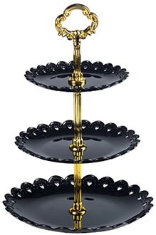 Drie-Layer Afternoon Tea Bruiloft Platen Party Servies Kit Fruitschaal Cake Candy Rack Decoratie zwart