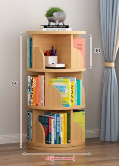 Drie-Layer Boekenplank Opbergrek Draaibare Boekenplank Eenvoudige Creatieve Home Foto Boek Rack 3 Beech kleur widen