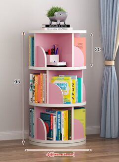 Drie-Layer Boekenplank Opbergrek Draaibare Boekenplank Eenvoudige Creatieve Home Foto Boek Rack 3 roze widen