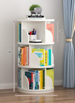 Drie-Layer Boekenplank Opbergrek Draaibare Boekenplank Eenvoudige Creatieve Home Foto Boek Rack 3 warm wit