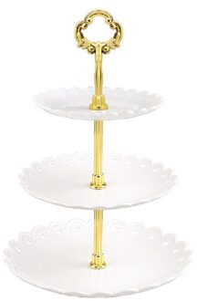 Drie-Layer Fruitschaal Cake Stand Keuken Accessoires Thuis Party Dessert Opbergrek Festival Levert Cupcake Opslag Houder wit
