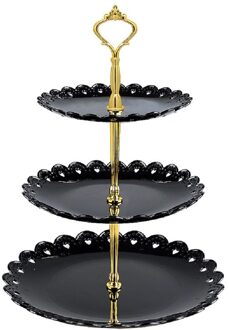Drie-Layer Fruitschaal Cake Stand Keuken Accessoires Thuis Party Dessert Opbergrek Festival Levert Cupcake Opslag Houder zwart