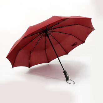 Drie-Opvouwbare Paraplu Klassieke Winddicht Vouw Paraplu Pocket Compact Stijlvolle Travel Zon Anti Uv Automatische Opvouwbare Draagbare Rood
