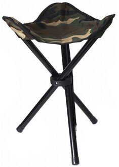 Drie poot opvouwbaar krukje camouflage leger groen H40 cm - Campingkrukjes Multikleur