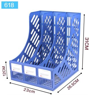 Drie-Tier Bestand Lade Desktop Storage Manager Mesh Ademend Bestand Plank Desktop Plank Boekenplank Office Desktop Opslag Blauw