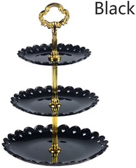 Drie-Tier Cake Stand Dessert Stand Drie-Tier Europese Stijl Fruit Stand Snoep Lade Europese Stijl bruiloft Pie Dessert Stand zwart