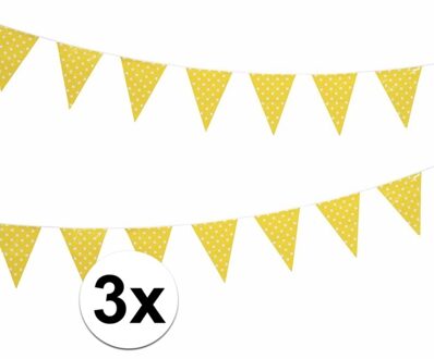 Drie vlaggenlijnen geel met witte stippen 4 meter - Vlaggenlijnen