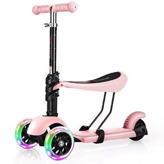 Drie Wielen Scooter 3 In 1 Kick Scooter Sport Scooter Met Verstelbare Hoogte Opties Seat Stuur Voor Kids Peuter Leeftijd 2-6 roze