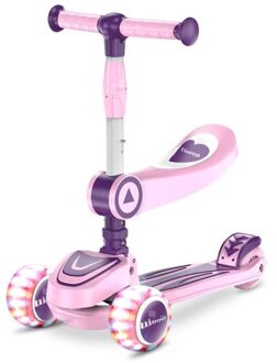 Drie Wielen Scooter 3 In 1 Kick Scooter Sport Scooter Met Verstelbare Hoogte Seat Stuur Voor Kids Peuter Leeftijd 1-10 Roze