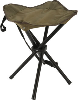 driepoot opvouwbaar zit krukje - army groen - metaal - 33x40 cm - visserskruk - Campingkrukjes