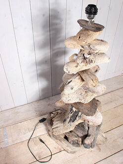 Drijfhouten lamp, 110 cm. zonder lampenkap