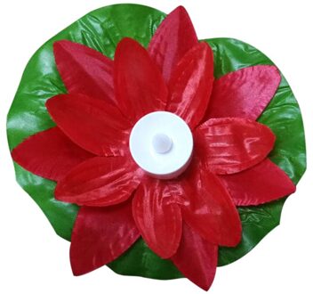 Drijvende Lotus Licht Zwembad Outdoor Tuin Water Bloem Led Lamp Verlichting Elektronische Kaars PI669 Rood