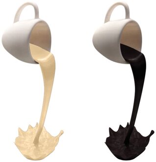 Drijvende Morsen Koffie Cup Sculptuur Keuken Decoratie Morsen Magic Gieten Splash Creatieve Koffie Mok Home Decoratie 2stk A