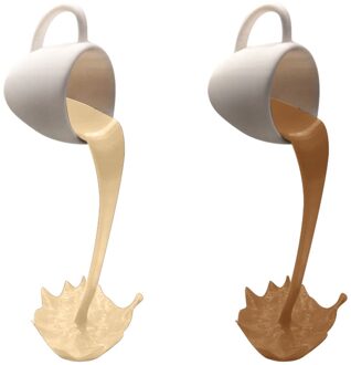 Drijvende Morsen Koffie Cup Sculptuur Keuken Decoratie Morsen Magic Gieten Splash Creatieve Koffie Mok Home Decoratie 2stk B