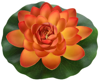 Drijvende waterlelie - 1x - oranje - kunststof - 26 cm