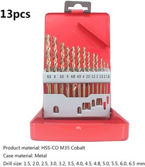 Drillpro 13/19/25Pcs M35 Kobalt Boor Set Hoge Snelheid Staal Spiraalboor Gat Met Metalen case Voor Hout Metaal Werken 13stk