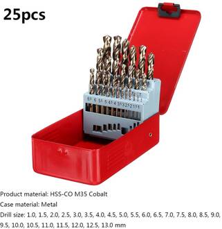 Drillpro 13/19/25Pcs M35 Kobalt Boor Set Hoge Snelheid Staal Spiraalboor Gat Met Metalen case Voor Hout Metaal Werken 25stk