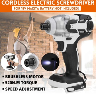 Drillpro Borstelloze Draadloze Elektrische Schroevendraaier Klopboormachine Oplaadbare 1/4 "520 N. M Moersleutelhulpmiddelen Voor 18V Makita Batterij