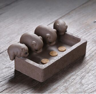 Drink Water Biggetjes Thee Huisdier Paarse Klei Ruwe Aardewerk Thee Lade Woondecoratie Thee Accessorie