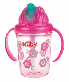 Drinkbeker - Flip-It Antilekbeker met Handvatten - Roze - 240ml - 12m+