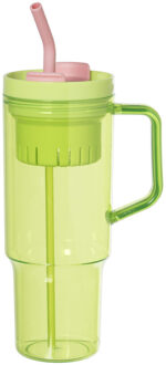 Drinkbeker met rietje Titan - groen - 1 liter