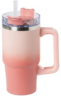 Drinkbeker thermo met draaideksel - roze - 600 ml