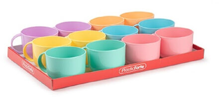 Drinkbekers - 24x stuks - gekleurd - kunststof - 570 ml - soepkommetjes - bekers