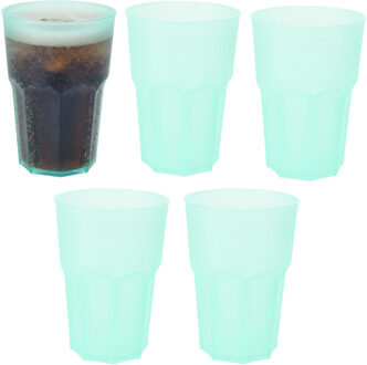 Drinkbekers - 5x - groen - kunststof - 480 ml - onbreekbare camping en kinder bekers